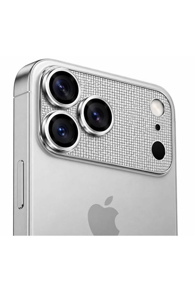 Spon Stylish Protection for iPhone 17 Pro Camera Lens Silver Color Trendy Luxury Design Shiny Silver Metal Frame Embossed Texture Adds Aesthetic Value to the Device