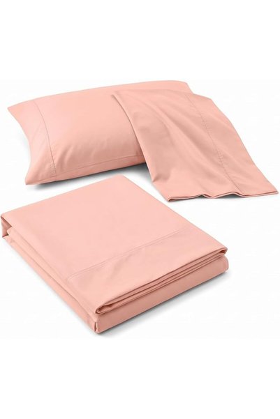 EBREEZZ Twin Flat Bed Sheet Set 160x200cm with 1 Standard Pillowcase Salmon