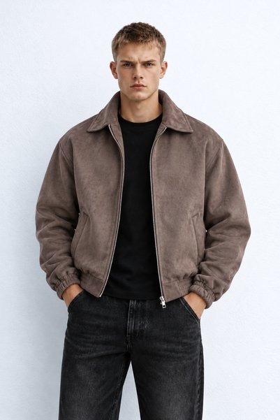 Sobce Erkek Oversize Süet Premium Fermuarlı Ceket