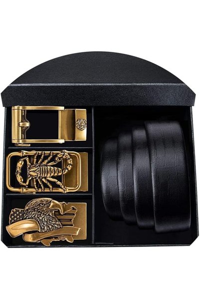 Dubulle Designer Ratchet Belt for Men Leather Fashion Adjustable Automatic Bu...