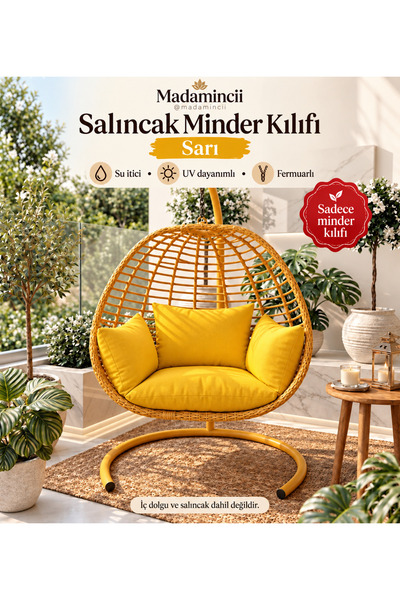 MADAMİNCİ Salıncak Minder Kılıfı, Su İtici UV Dayanımlı, Tekli Salıncak Kılıfı,