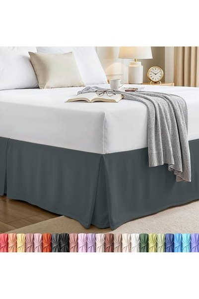 Utopia Bedding تنورة سرير كوين - كشكشة ناعمة رباعية الطيات - سهلة التركيب مع ...