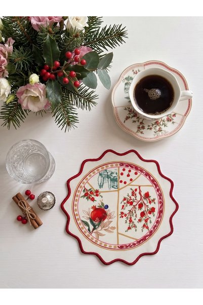 decofav Mediterranean Collection Pomegranate and Plate Pattern Embroidered Co...