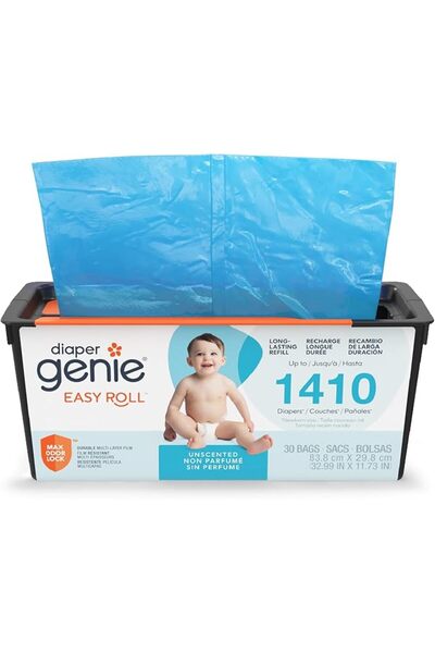 Diaper Genie عبوة إعادة تعبئة إيزي رول مع 30 كيسًا |   يصل مداه إلى 8 أشهر أو...