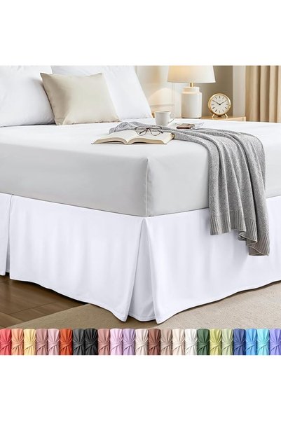 Utopia Bedding تنورة سرير كوين - كشكشة ناعمة رباعية الطيات - سهلة التركيب مع ...
