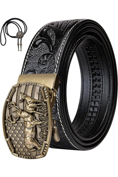 Dubulle Designer Ratchet Belt for Men Leather Fashion Adjustable Automatic Bu...