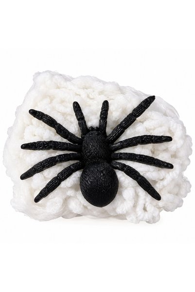 Generic Halloween White Spider Web Decoration with Black Spider, Stretchable ...