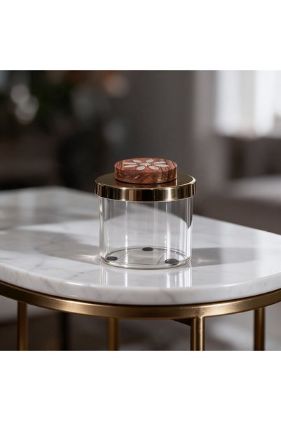 Generic Brand Indian Acrilic Box with Gold Steel Lid