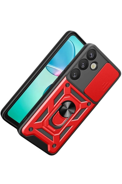 Bezos Samsung Galaxy S26 Compatible Pars Lens Ring Silicone Case - Red