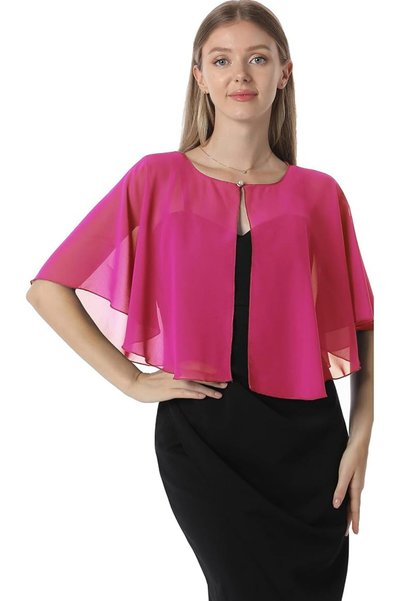 GENERAL Chiffon Capelet Soft Shawls and Wraps for Dresses Womens Accessories ...