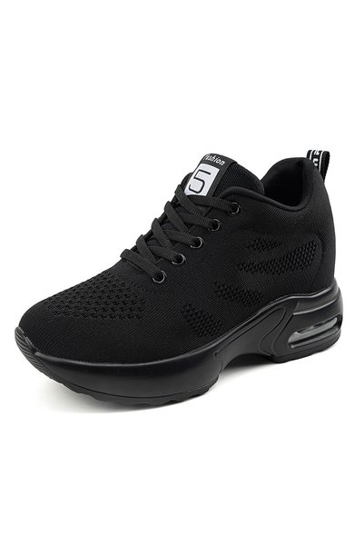 SOSENFER Women's Running Shoes, Black Casual Jogging Versatile Platform Sneakers