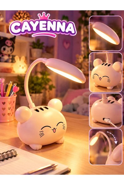 cayenna Sevimli Figürlü LED Masa Lambası – USB Şarjlı, Esnek Boyunlu Dekorati...