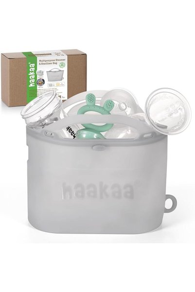 Haakaa حقيبة سيليكون للتعقيم بالبخار في الميكروويف، حقيبة كبيرة السعة قابلة ل...