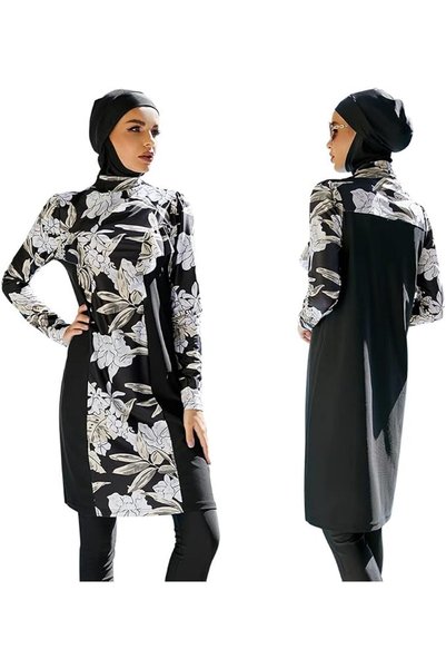 IDOPIP ملابس سباحة بوركيني للنساء، بدلة سباحة إسلامية محتشمة بأكمام طويلة، حج...