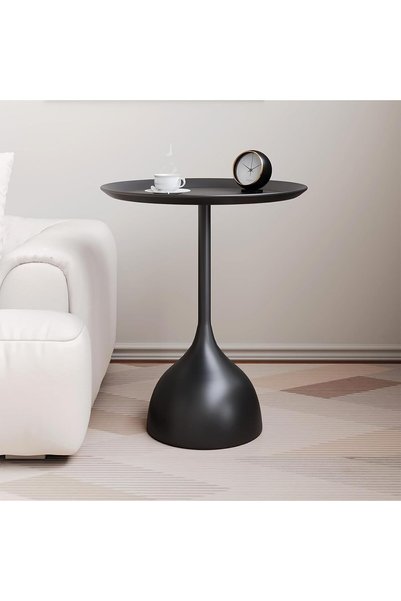 Generic Round Side Table, Black Metal End Table for Living Room, Coffee Table...