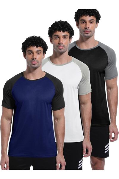 Generic قميص رياضي للرجال سريع الجفاف، قميص تدريب قصير الأكمام قابل للتمدد وذ...