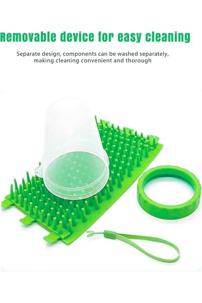 StarDotHash Portable Pet Paw Cleaner with 360° Soft Silicone Bristles, Natural Shampoo and PVC Towel, for Dogs and Cats, Small and Medium Sizes, Available in Pink, Blue, Green (Green, large)
