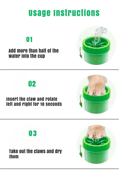 StarDotHash Portable Pet Paw Cleaner with 360° Soft Silicone Bristles, Natural Shampoo and PVC Towel, for Dogs and Cats, Small and Medium Sizes, Available in Pink, Blue, Green (Green, large)