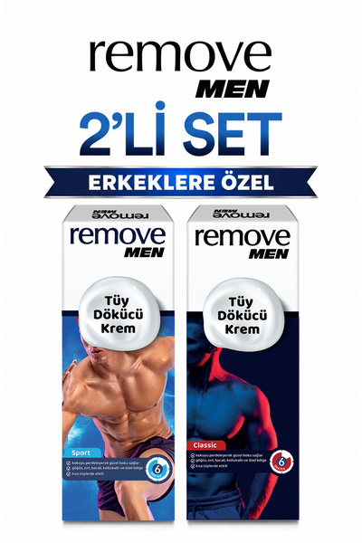 remove Erkeklere Özel Tüy Dökücü Krem 2'li Set – Klasik & Sport (2 x 100 ml, ...
