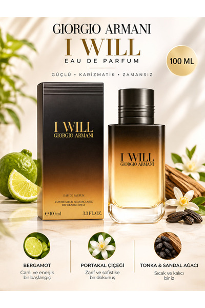 Giorgio Armani I Will Eau de Parfum Odunsu ve Amberimsi Notalara Sahip Erkek ...