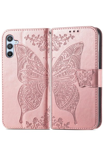 XGSM Husă tip carte pentru Samsung Galaxy A56 5G, Fluture, auriu roz