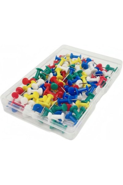 Generic Multi-Coloured Push Pins, 80-Pack with Storage Case, Assorted Red, Ye...
