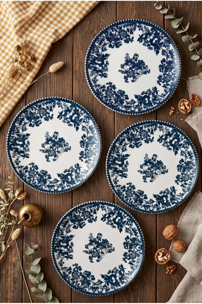 grandora Set of 6 Vintage British Style Floral Pattern Cake Plates 20 cm – Dessert, Breakfast, and Presentation Plate