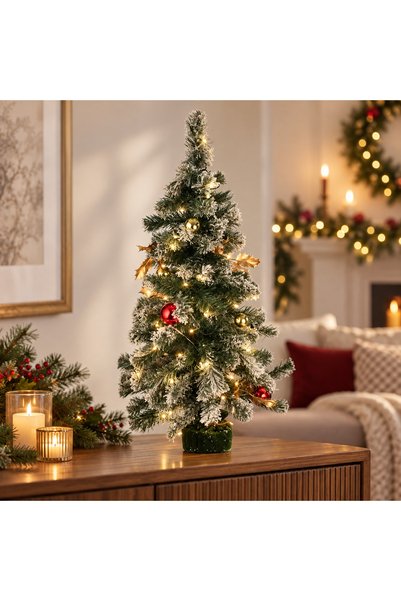 SHOPIENS Brad Inzapezit Cu Accente Aurii Si 40 LED 90 cm Shopiens®