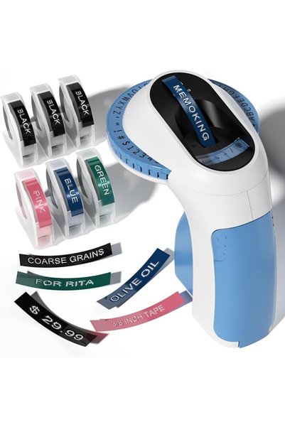 Memoking Embossed Label Maker Machine-E975 3D Embossing Label Makers with 6 R...