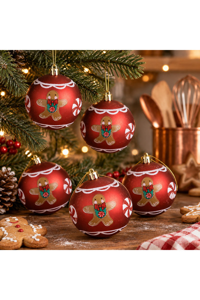 SHOPIENS Set 6 Globuri Cu Oameni De Turta Dulce 8 cm Shopiens®