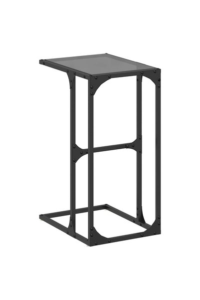 vidaxl Măsuță laterală blat din sticlă neagră 40x30x61,5 cm oțel