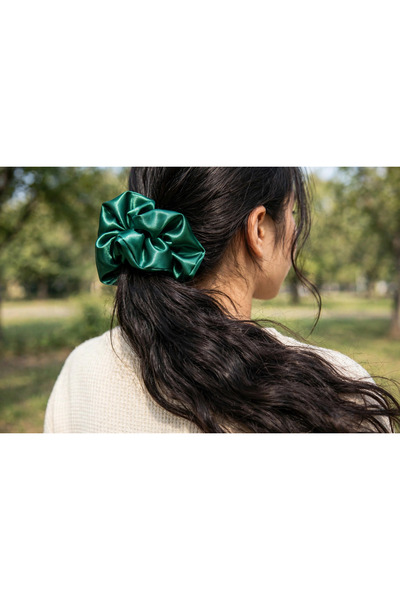 calinahome Emerald Green Satin Elastic Hair Clip (1 Piece)