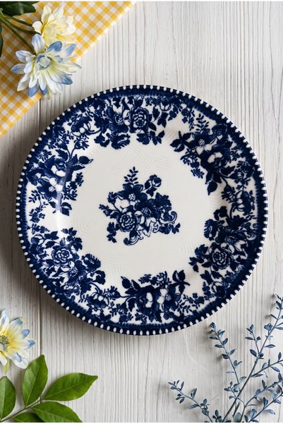 grandora Set of 6 Vintage British Style Floral Pattern Cake Plates 20 cm – Dessert, Breakfast, and Presentation Plate