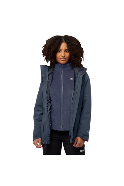 Jack Wolfskin Rotwand 3in1 Kadın Outdoor Ceketi - Midnight Sky