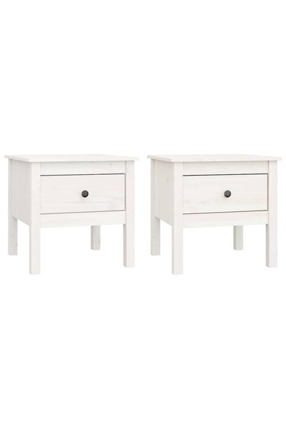 vidaxl Mese laterale, 2 buc., alb, 50x50x49 cm, lemn masiv de pin