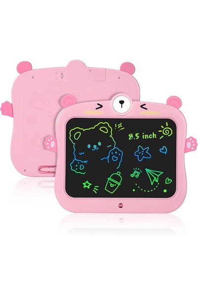 TERRIFI لوح كتابة LCD للأطفال، لوح رسم ملون بحجم 8.5 بوصة على شكل دب باللون ا...