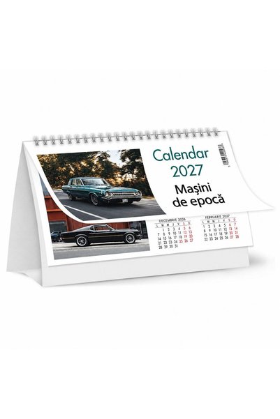 Libra 8+2 GRATIS! Calendar de Birou 2027 Masini de Epoca