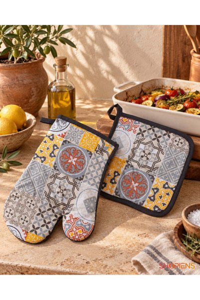 SHOPIENS Set Manusa Si Servet Cu Imprimeu Mozaic Shopiens®