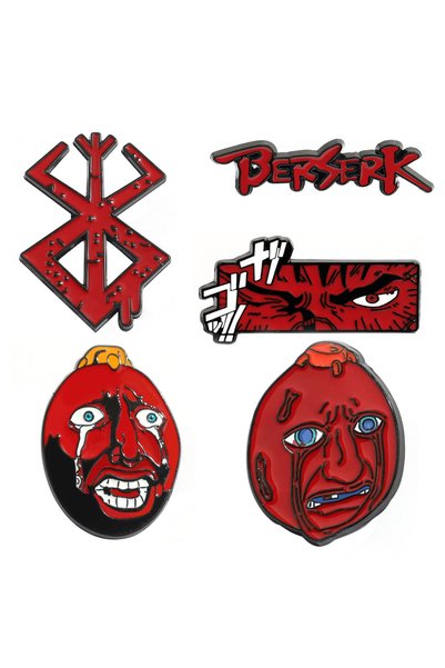 BANDAI 5pcs-set 5Pcs/set Anime Berserks Beherits Game Red Cartoon Brooch Lape...