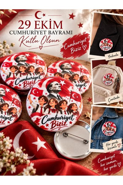 Masalsı Concept 29 Ekim Rozeti 15 Adet | Cumhuriyet Bayramı Rozeti Okul etkinlik 10 KAsım Atatürk