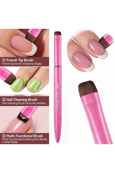 Choice Pink 2Pcs 3 in 1 French Nail Brush,with Multi-function Brush Head-Fine...