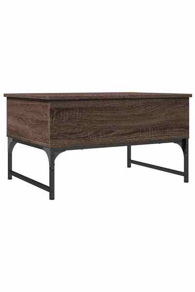 vidaxl Măsuță de cafea stejar maro 70x50x40 cm lemn prelucrat și metal