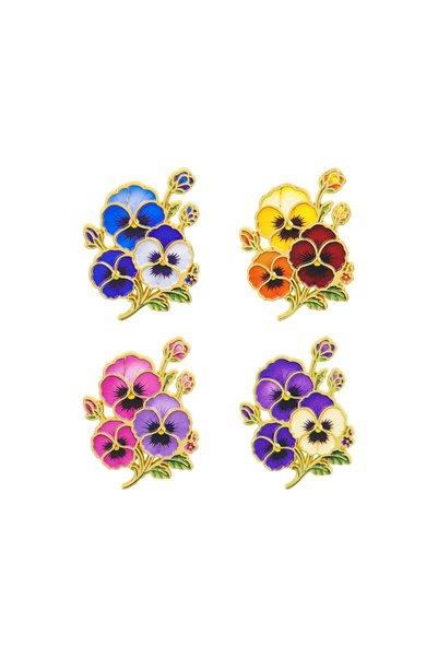Choice 4pcs 4pcs Lovely Pansy Flower Enamel Pin Set Flowers Brooch Badge For ...