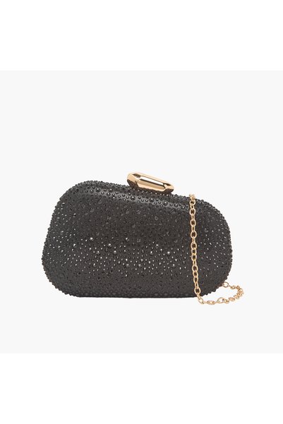 SASHA Stone Embellished Clutch with Chain Strap