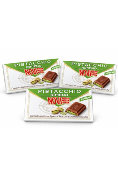 NOVİ Set 3 x Pistacchio Ripieno – Ciocolată cu lapte, cremă de fistic și gran...