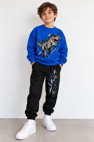 MiniHouse Sweatshirt Children's Top and Bottom Set 3 Yarn Cotton Dinosaur
