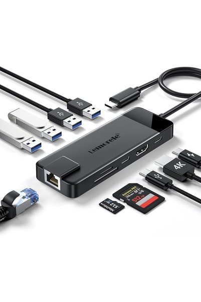 lemorele محول USB C متعدد الوظائف 10 في 1، محطة إرساء للكمبيوتر المحمول مع من...