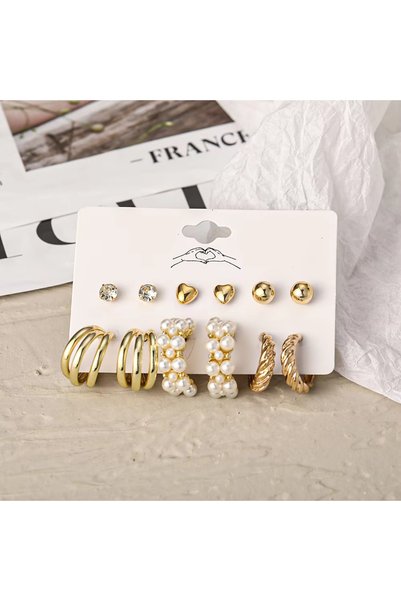 Choice KV54047 Fashion Simple Metal Geometric Irregular Faux Pearl Stud Earri...