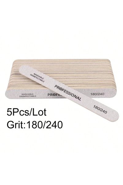 Choice 5Pcs 180-240 Grit 50Pcs Wooden Nail File Professional Sanding Buffer F...