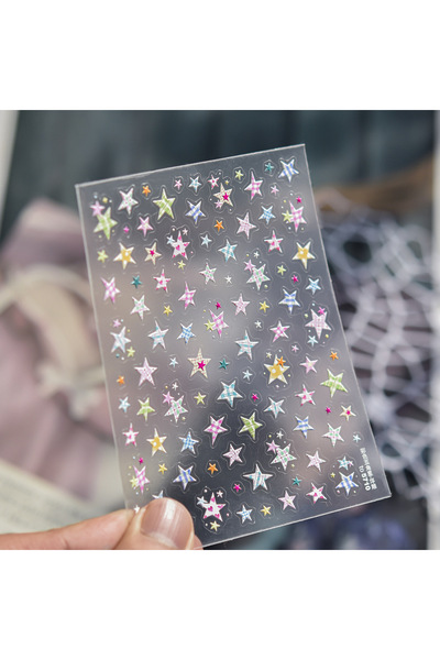 Choice 1Pcs 5D Embossed Nail Stickers Dopamine Simple Colorful Five-pointed S...